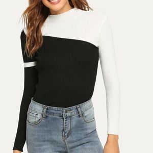 Color-block Sweater with sleeve stripe
